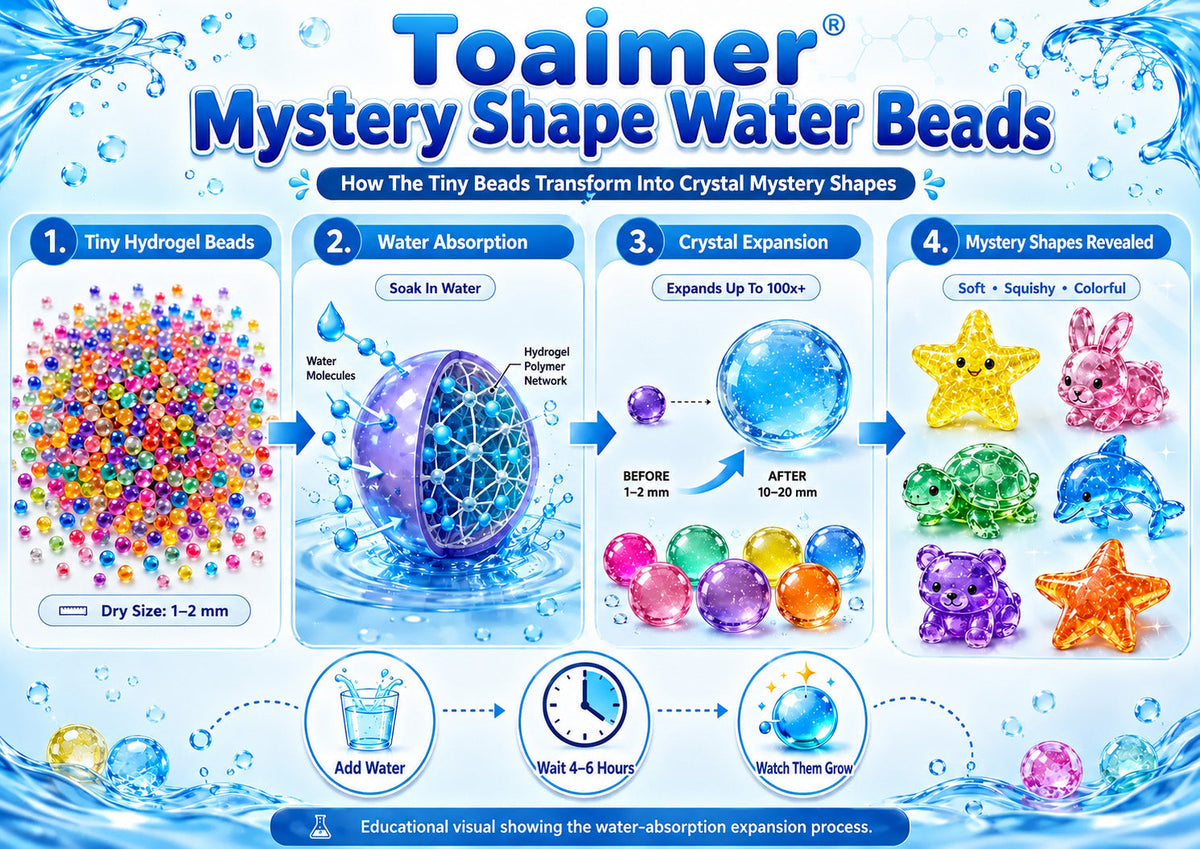 🏆 Toaimer® Magic Mystery Water Beads — Hidden Shapes Reveal a Surprise World