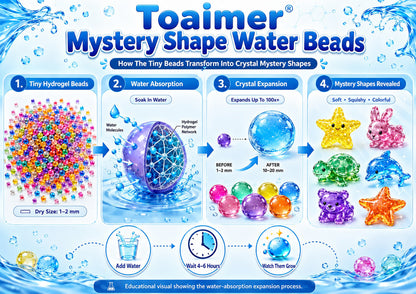 🏆 Toaimer® Magic Mystery Water Beads — Hidden Shapes Reveal a Surprise World