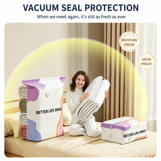 No-pump 3D vacuum storage bag for clothes, bedding, closet organization and travel packing