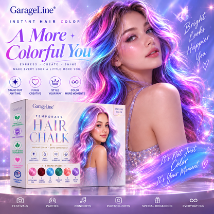 🔥Save 50% Today丨GarageLine® 3-in-1 Luminous Temporary Hair Chalk — Instant Color, Hair Repair & Party-Light Glow🌌
