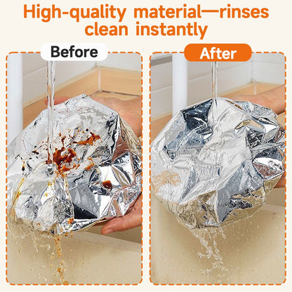 Elastic aluminium foil food covers close-up