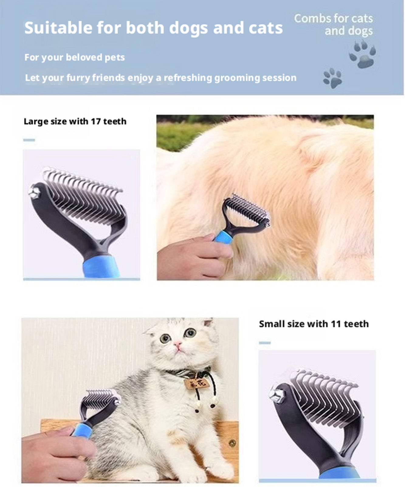 🍄Limited-Time Offer | 🐶🐱Billhol® Double-Sided Pet Grooming Comb – Gentle Detangling & Shedding Tool for Dogs & Cats