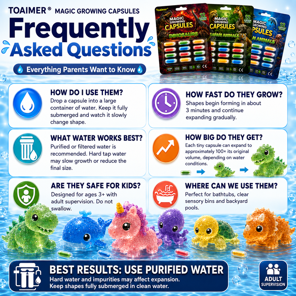 🔥Save 50% Today丨Toaimer® Magic Growing Animal Capsules – Watch Hidden Animals Come to Life in Water 💧