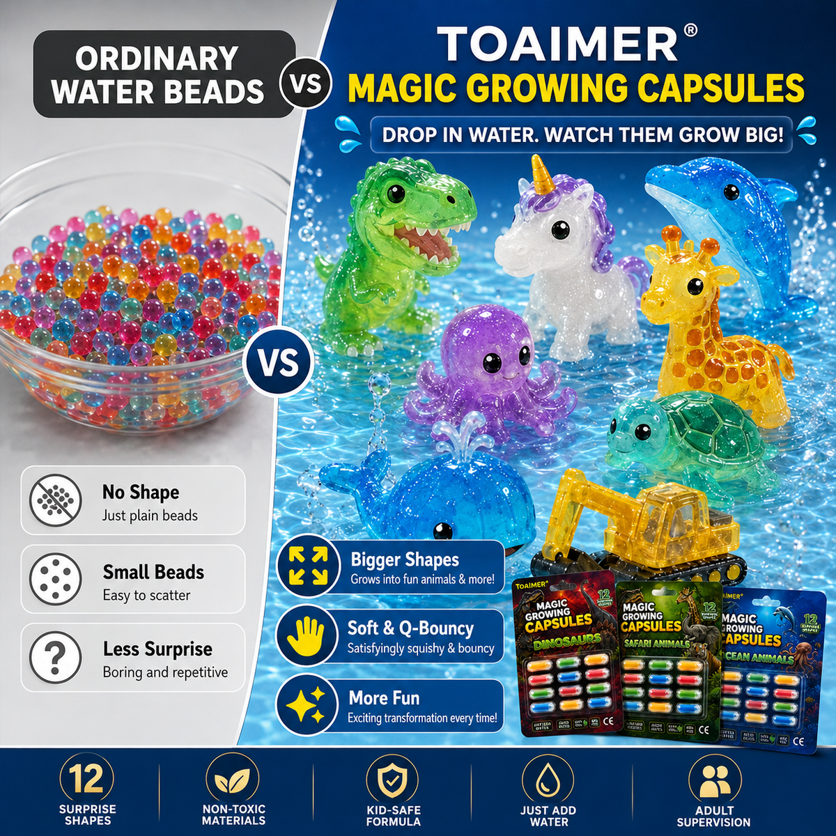 🔥Save 50% Today丨Toaimer® Magic Growing Animal Capsules – Watch Hidden Animals Come to Life in Water 💧