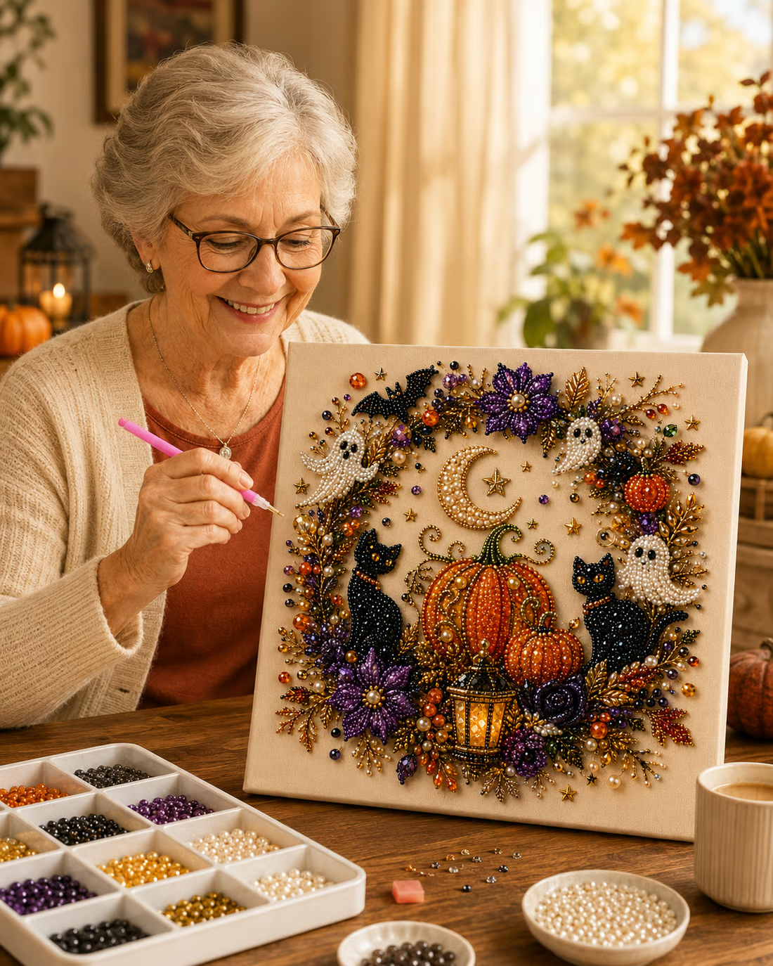 🔥 Last Day: 49% Off – SVOZK®👻✨ Halloween Bead Art DIY Kit – Turn tiny beads into cute yet spooky magic