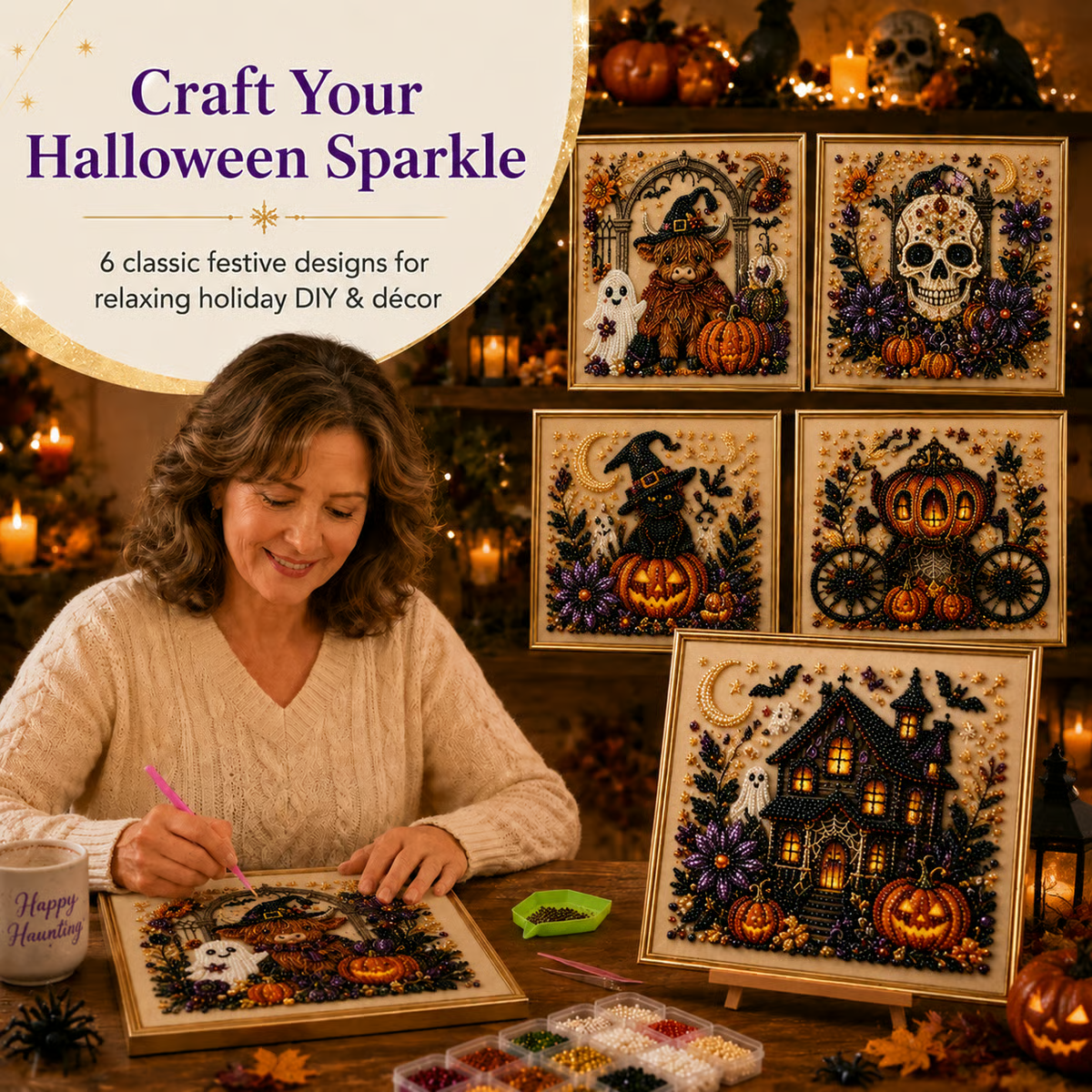 🔥 Last Day: 49% Off – SVOZK®👻✨ Halloween Bead Art DIY Kit – Turn tiny beads into cute yet spooky magic